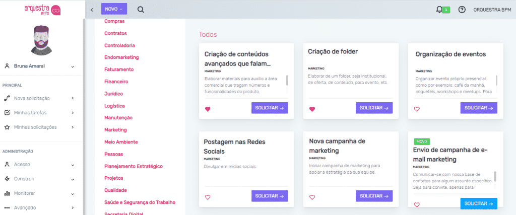 Orquestra BPMS para área de marketing