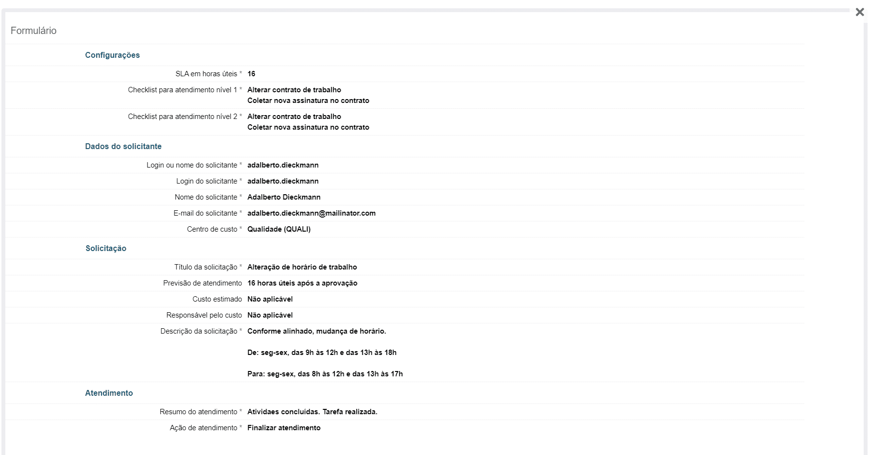 Orquestra - Informações do processo