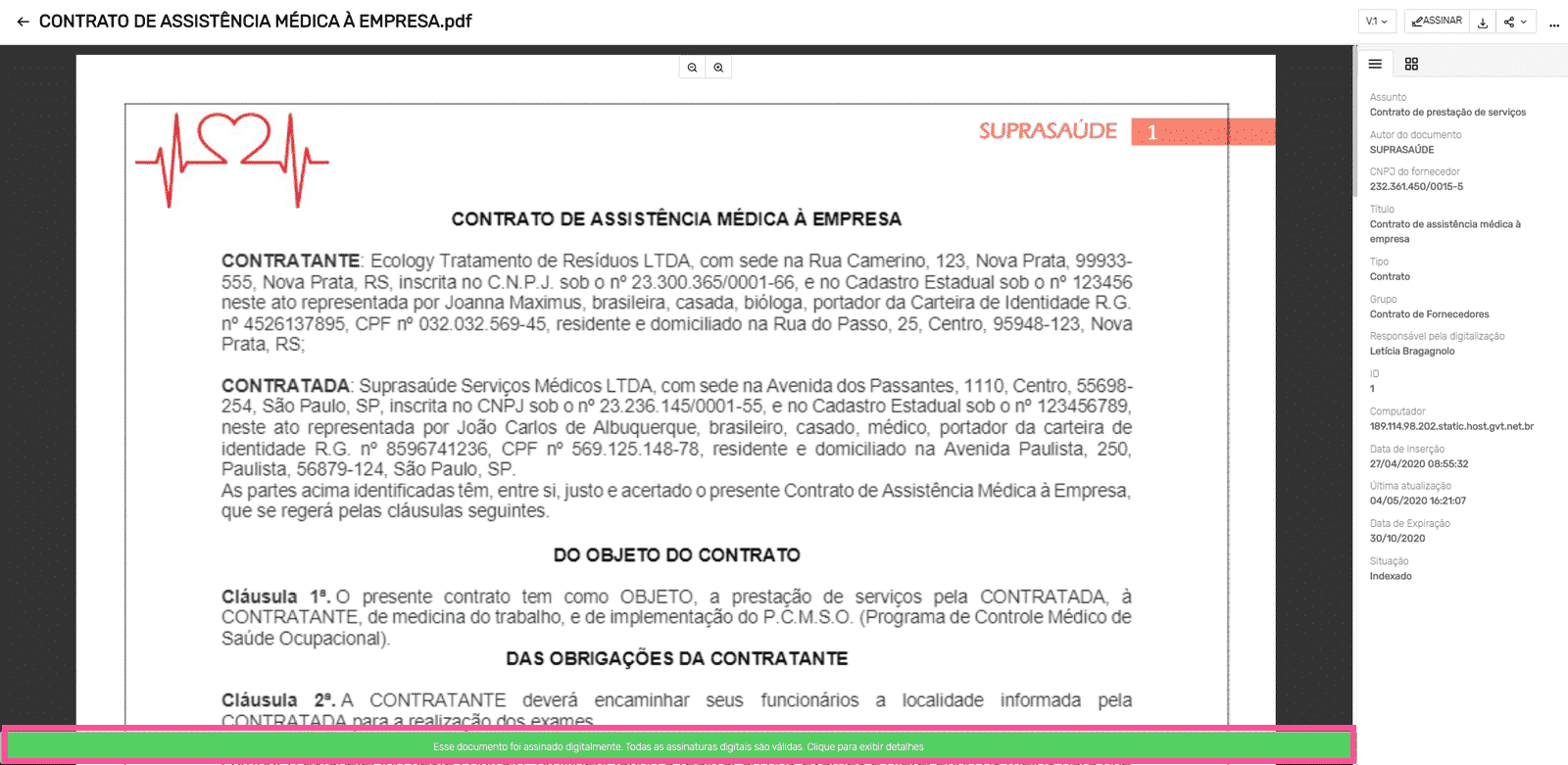 Descarte de documentos: assinatura digital