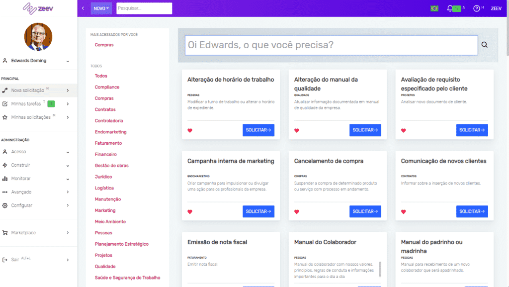 Print do softwere low code zeev.

