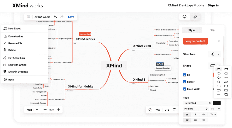 Print da tela da ferramenta xmind