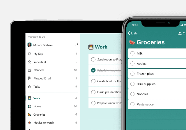 Tela do organizador de tarefas microsoft to do