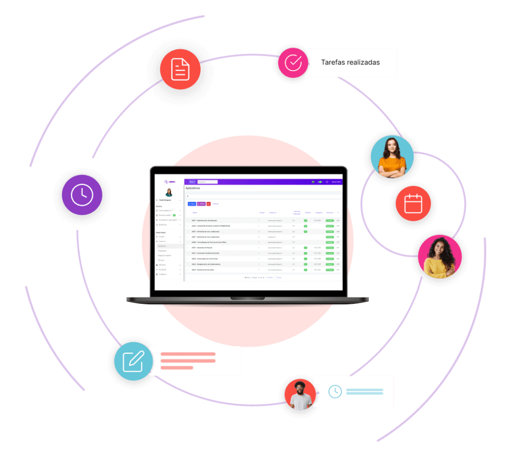 Computador com Software low-code para workflows automatizados