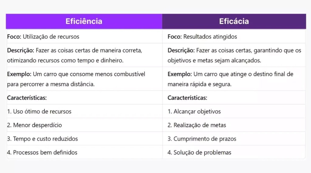 Diferença entre eficiência e eficácia