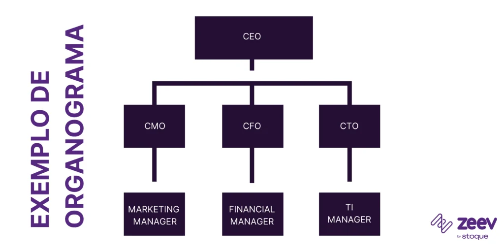 Exemplo de organograma desenhado no Canva